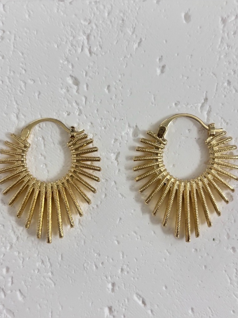 Lily Luxe Jewelry - Gold tone Sunburst Hoop Earrings - Women Jewelry